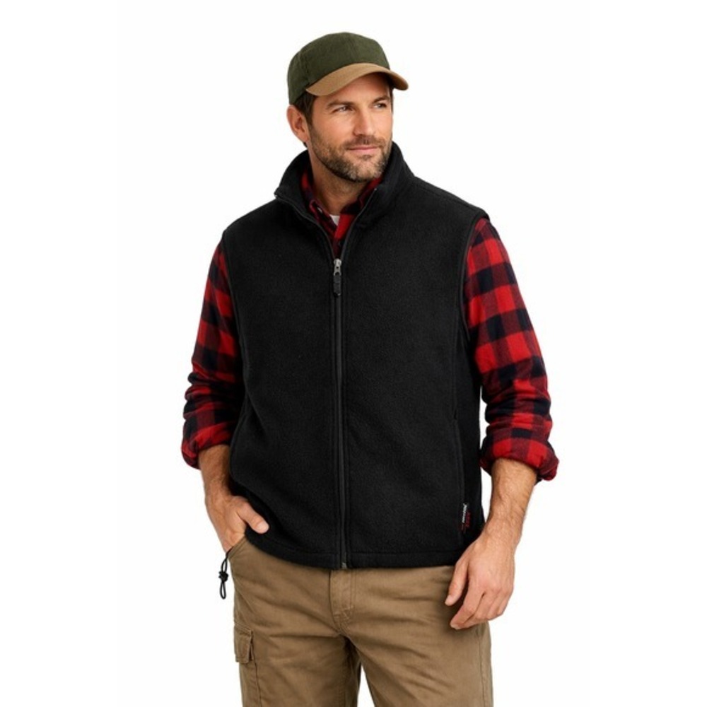 Woolrich Fleece Vest Mens‎ M Black Polartec Made in USA Full Zip